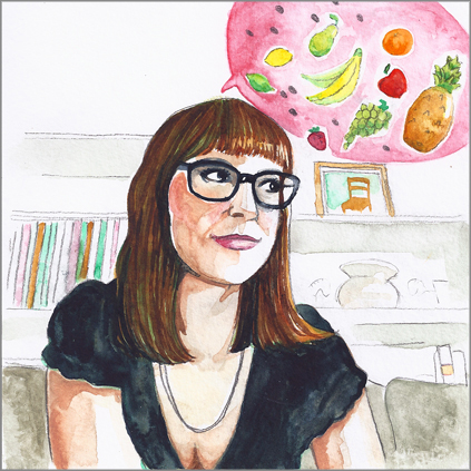 I Like To Think About Fruit 6"x6" watercolor. 2012.